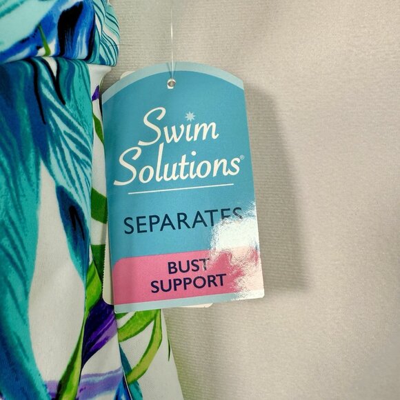 Swim Solutions Blue Palms Printed V-Neck Tankini Swimsuit Trapeze Top Size 12 - Picture 6 of 9